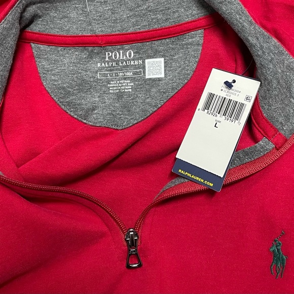 New Large Polo Ralph Lauren Red Quarterzip Sweatshirt - Picture 5 of 5